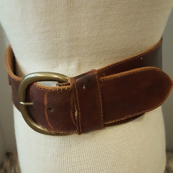 VINTAGE THRASHED SUPER WIDE BOHO LEATHER BELT▪S▪ - Picture 3 of 7